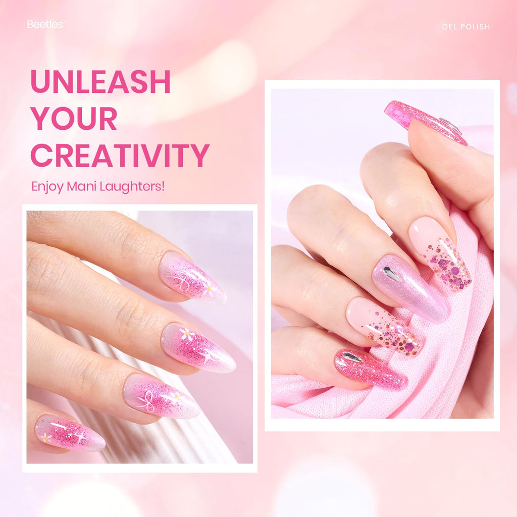 Beetles Gel Polish Set – 6 Pink Shades with Glitter & Shine | DIY Home Salon