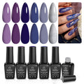 Beetles Lost Universe Gel Polish Set – 6 Colors in Purple, Blue & Silver Glitter | UV/LED Soak-Off