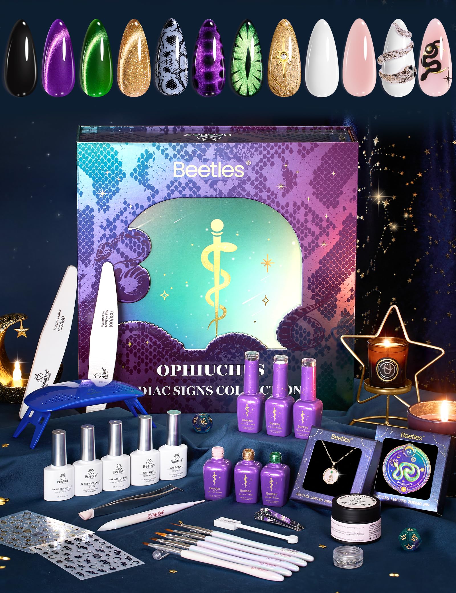 Beetles Lucky Box Ophiuchus Zodiac Gel Nail Kit – Cat Eye, Jelly Gel, Base & Top Coat