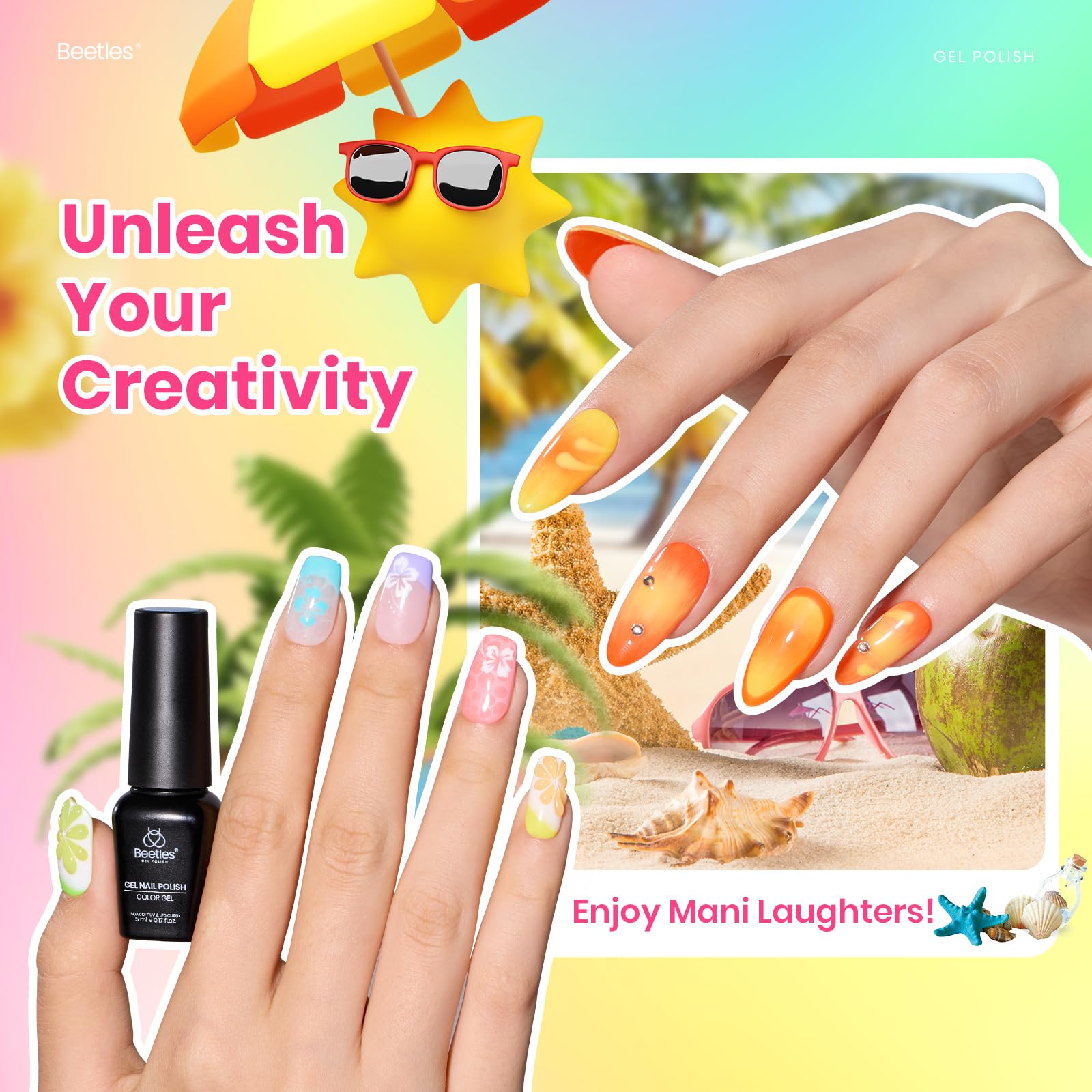 Beetles Spring Gel Polish Set – 36 Colors Pastel Neon UV Gel Nail Polish with Base & Top Coats
