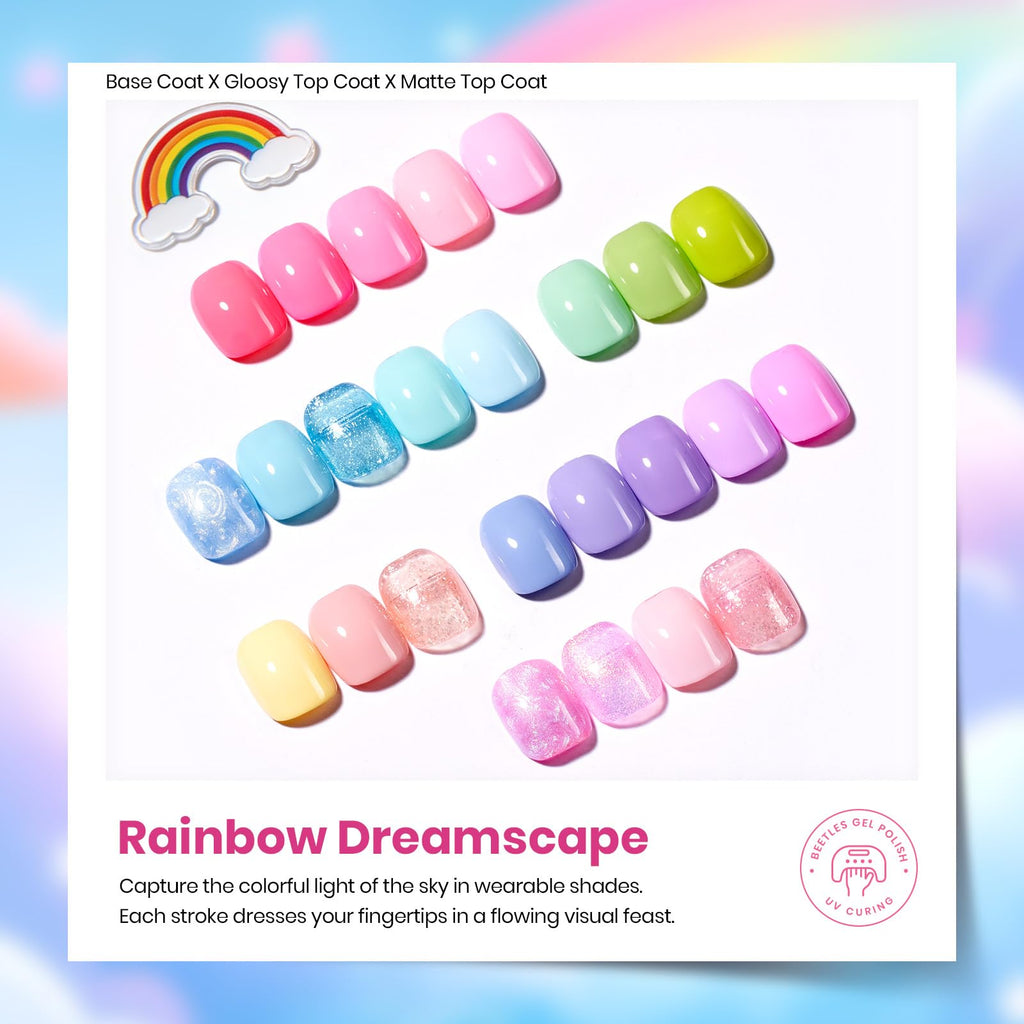 Beetles Spring Gel Nail Polish Set – Rainbow Dreamscape (25 Colors) with Base & Top Coat