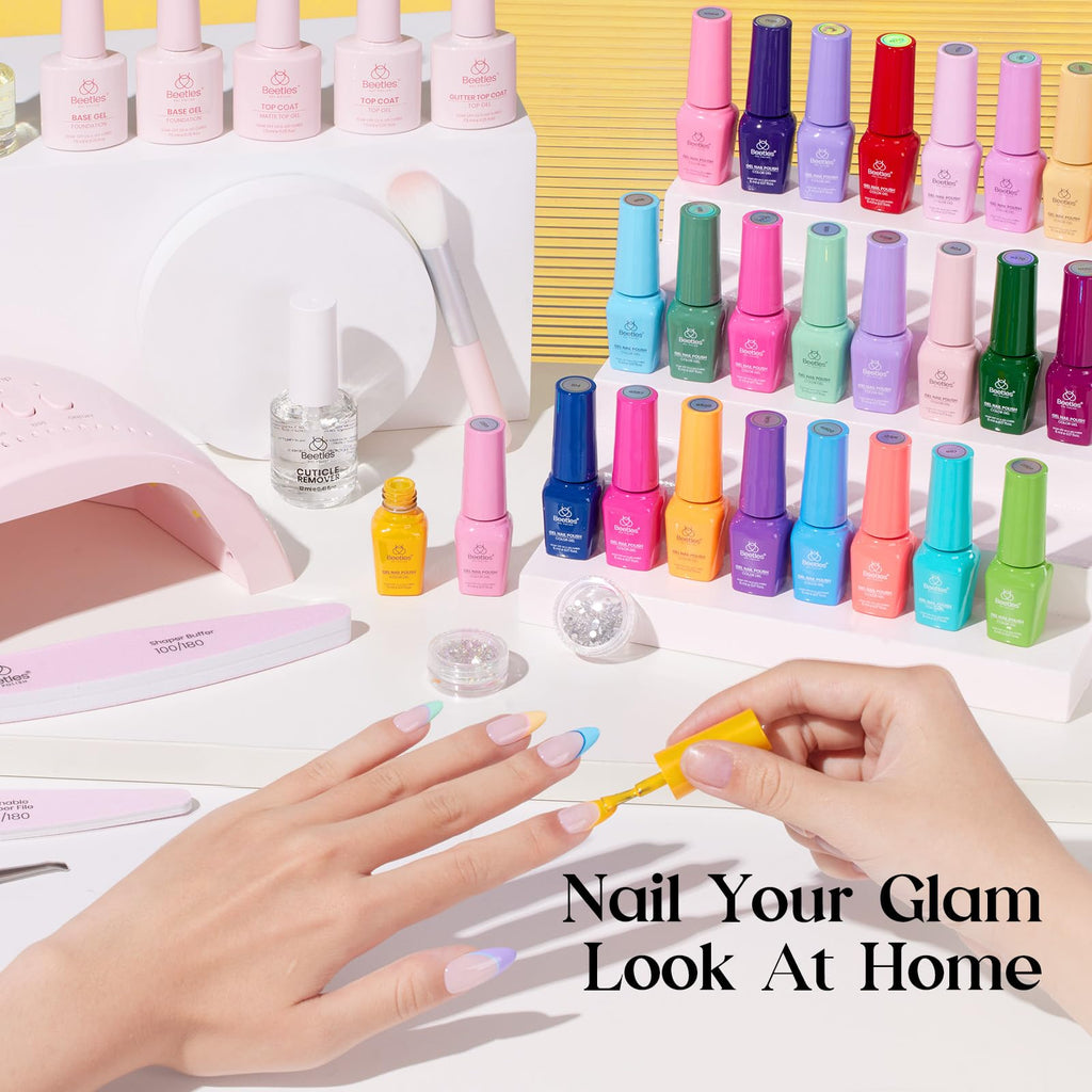 Beetles Gel Nail Polish Kit with UV Light, 45 Colors, 75-Pcs, Emotional Journey Set