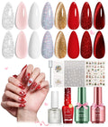 Beetles Merry Glow Holiday Gel Nail Set – 8 Shimmer Shades + Base & Top Coat Gift Box