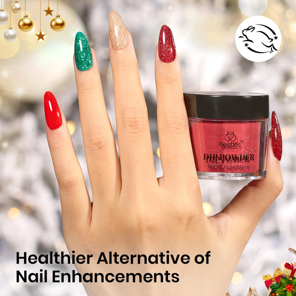 Beetles Christmas Dip Powder Nail Kit – 4 Winter Colors + Liquid Set & Tools for Easy DIY Manicure