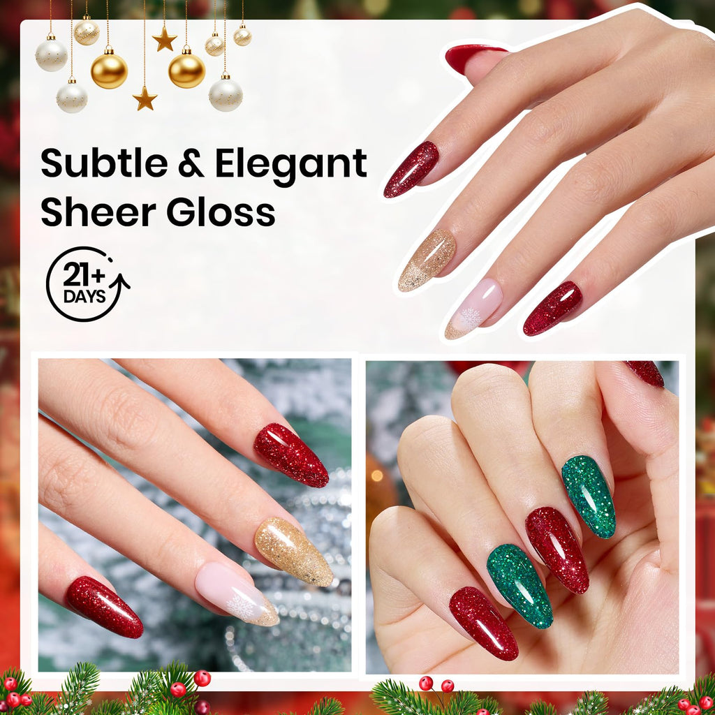 Beetles Christmas Dip Powder Nail Kit – 4 Winter Colors + Liquid Set & Tools for Easy DIY Manicure