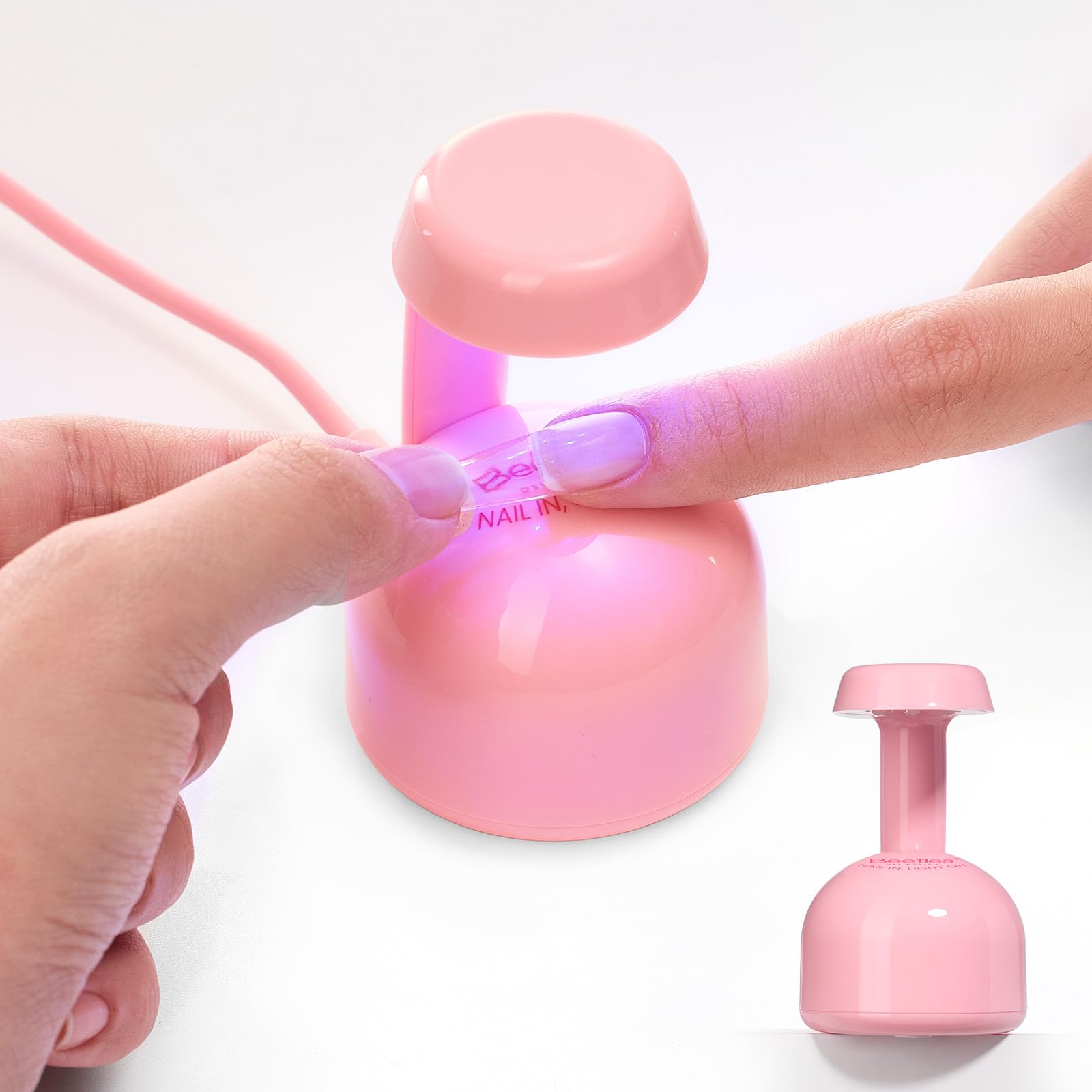 Beetles Mini UV Light for Gel Nails – Small Flash Cure Lamp with Smart Sensor | Pink