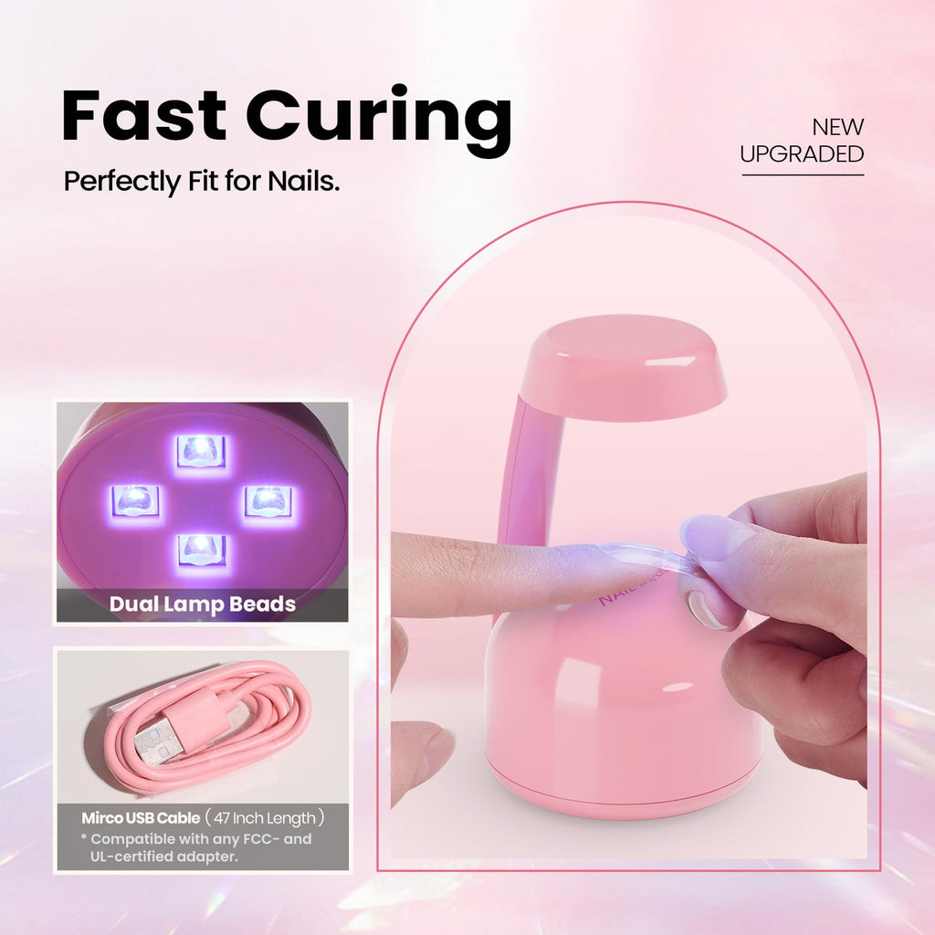 Beetles Mini UV Light for Gel Nails – Small Flash Cure Lamp with Smart Sensor | Pink