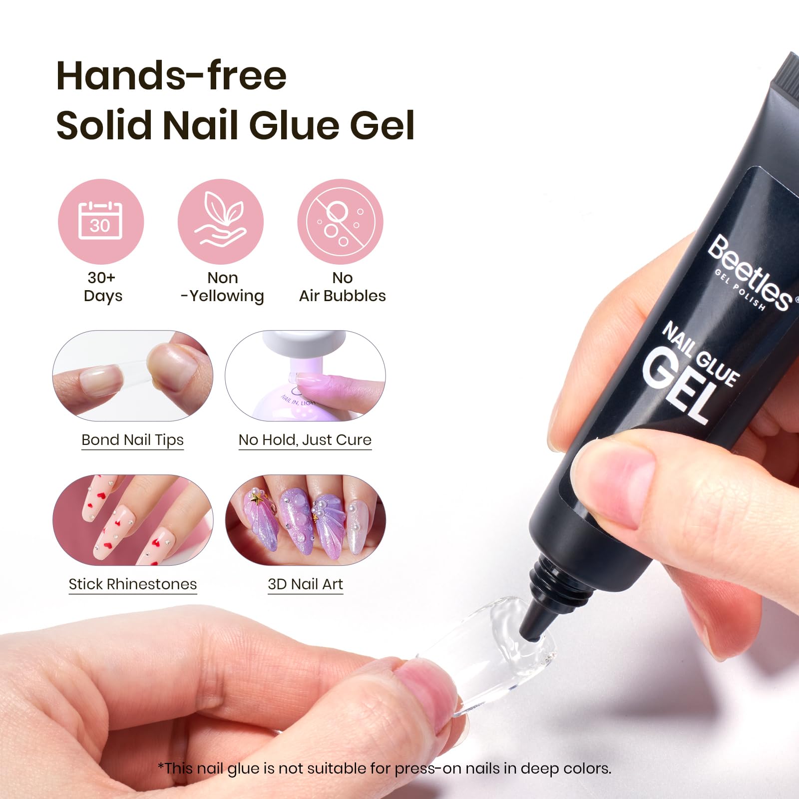 Beetles Gel Nail Kit Short Square — 576Pcs Tips + Mini UV Lamp for DIY Extensions