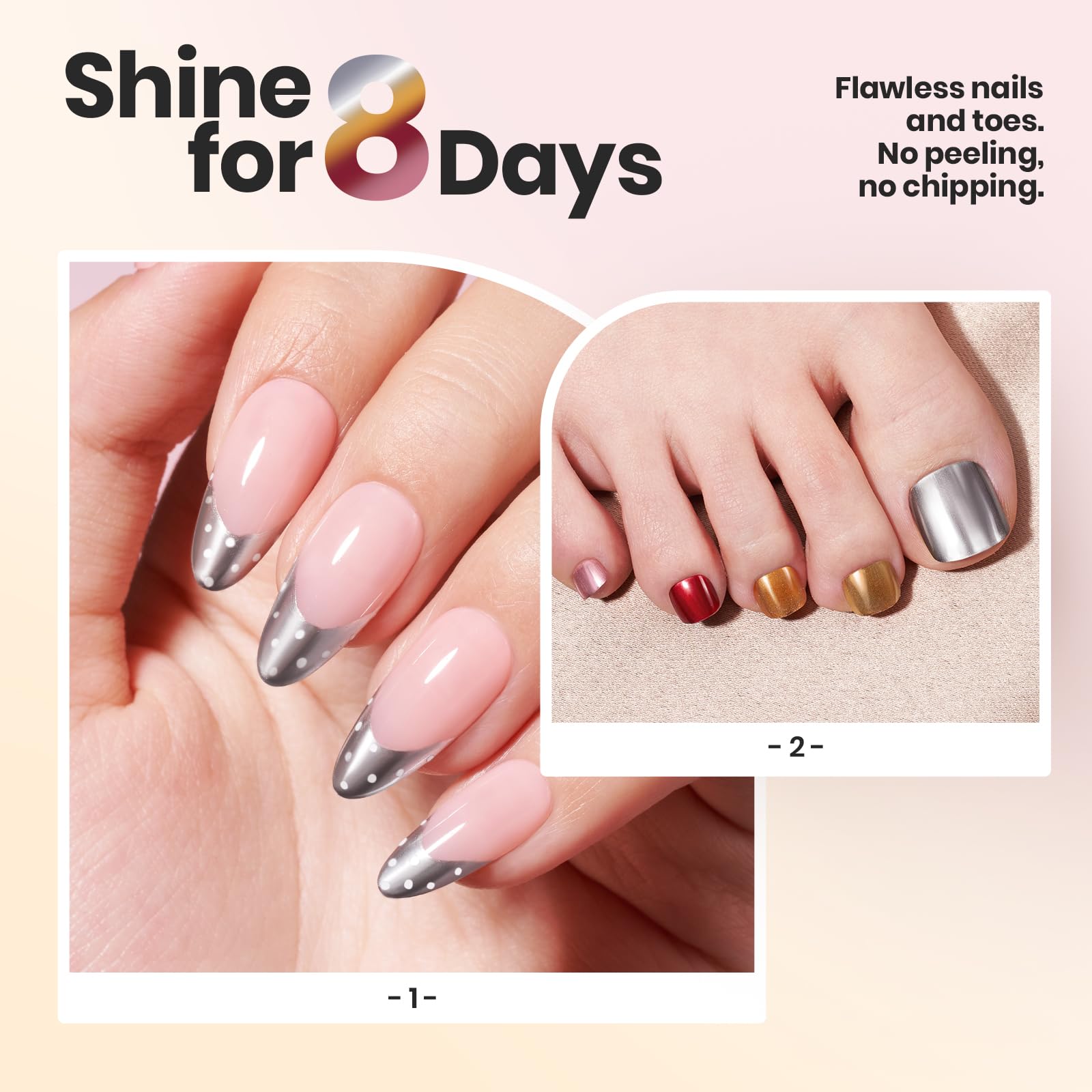 Beetles Mirror Nail Polish Set – Metallic Muse: 6 Colors, High-Gloss Chrome, Quick-Dry
