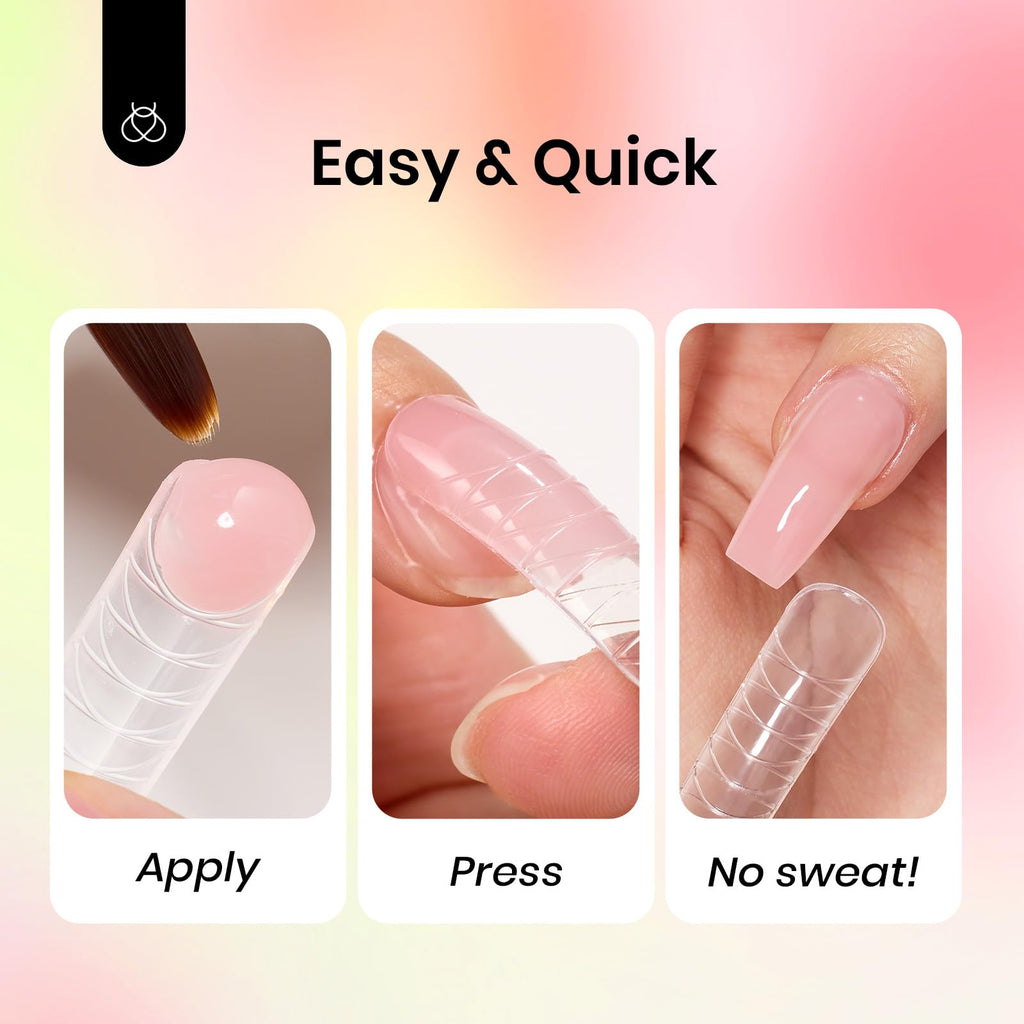 Beetles Pastel Poly Nail Gel Kit 12Pcs – Green Pink Glitter Extension Set