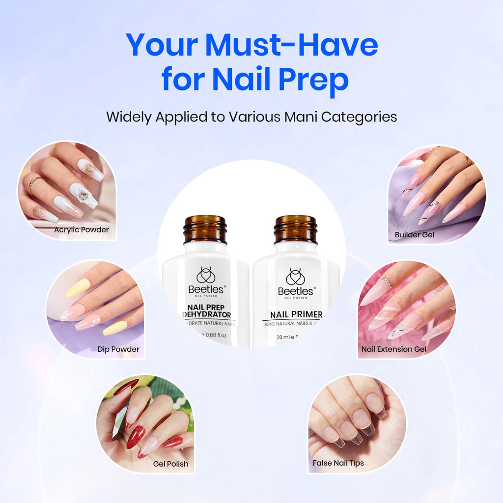 Beetles Nail Dehydrator & Primer 20ml – Large Capacity, HEMA-Free, Strong Adhesion for Gel Nails
