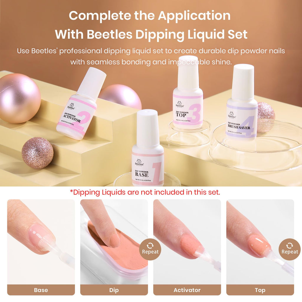 Beetles Nail Dip Powder Kit – 20 Colors Nude & Glitter | Quick-Dry Dip Set