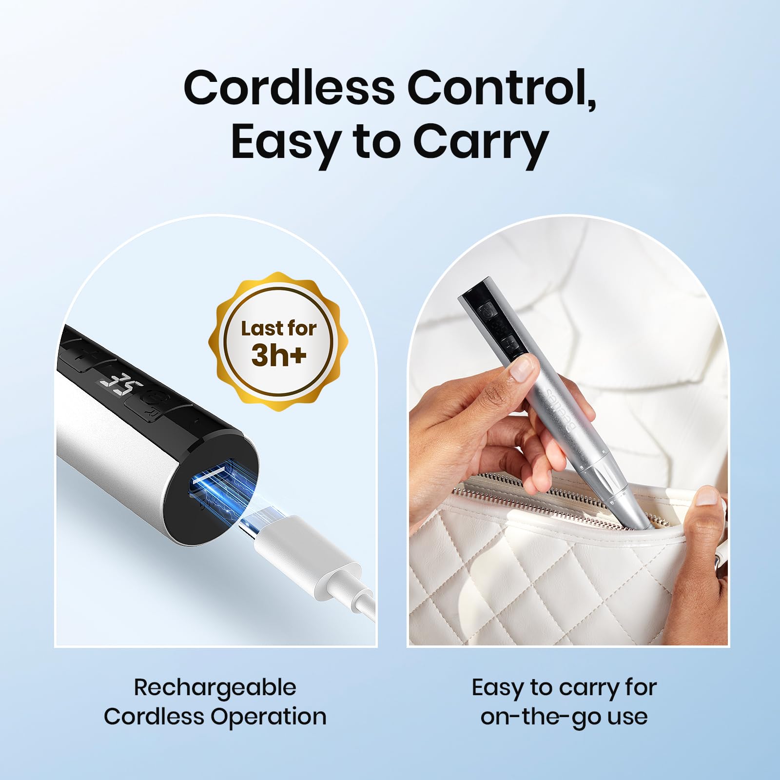 Beetles Electric Cordless Nail Drill – 35 Speeds, Portable Efile Kit for Acrylic, Gel, and Dip Nails