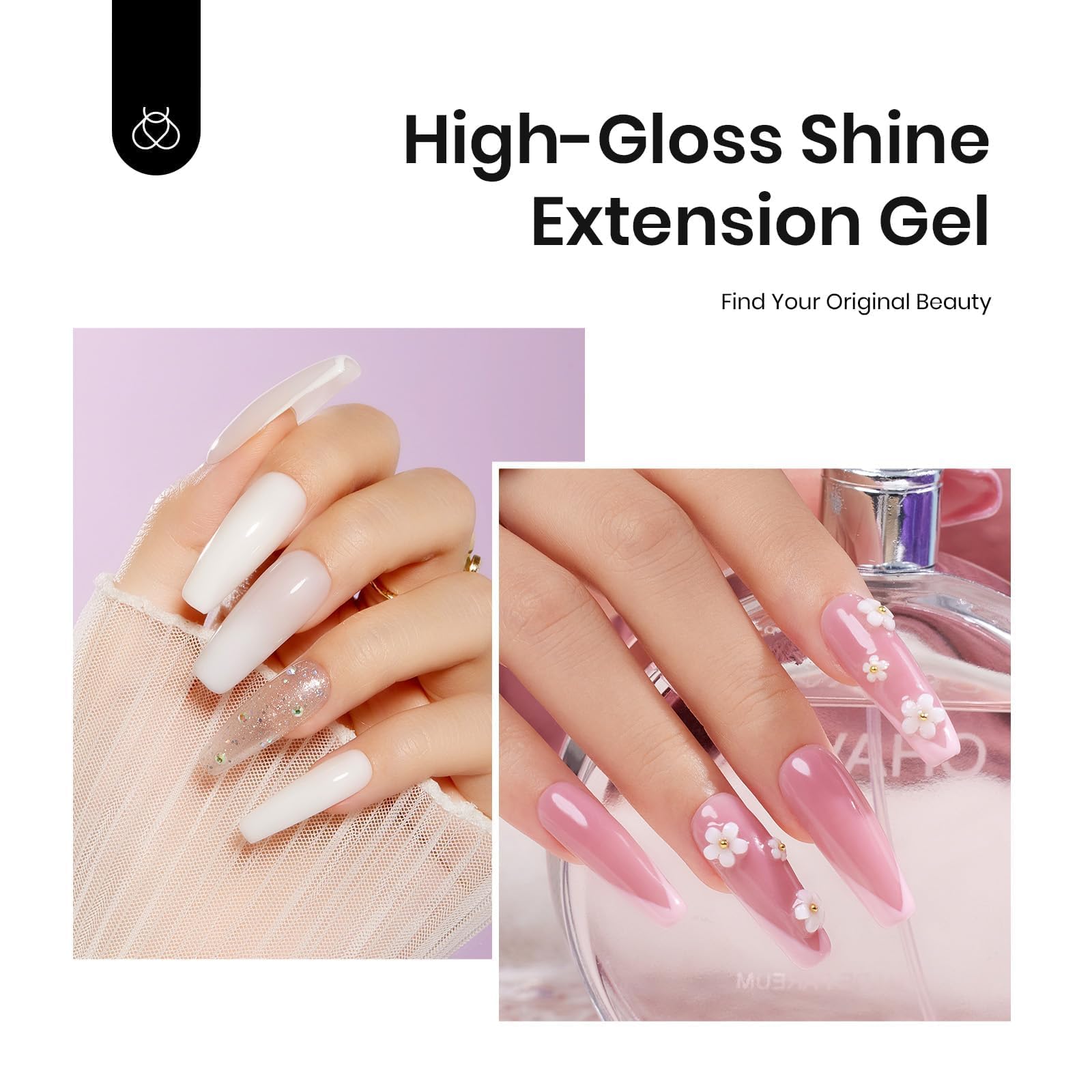Beetles Gel Polish Nail Extension Kit with Mini UV Lamp – Frosted Grape, 6 Colors