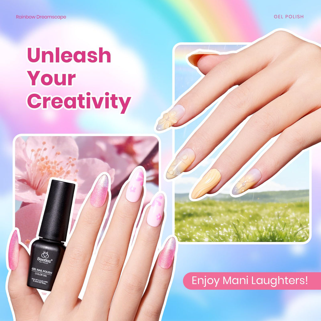 Beetles Spring Gel Nail Polish Set – Rainbow Dreamscape (25 Colors) with Base & Top Coat