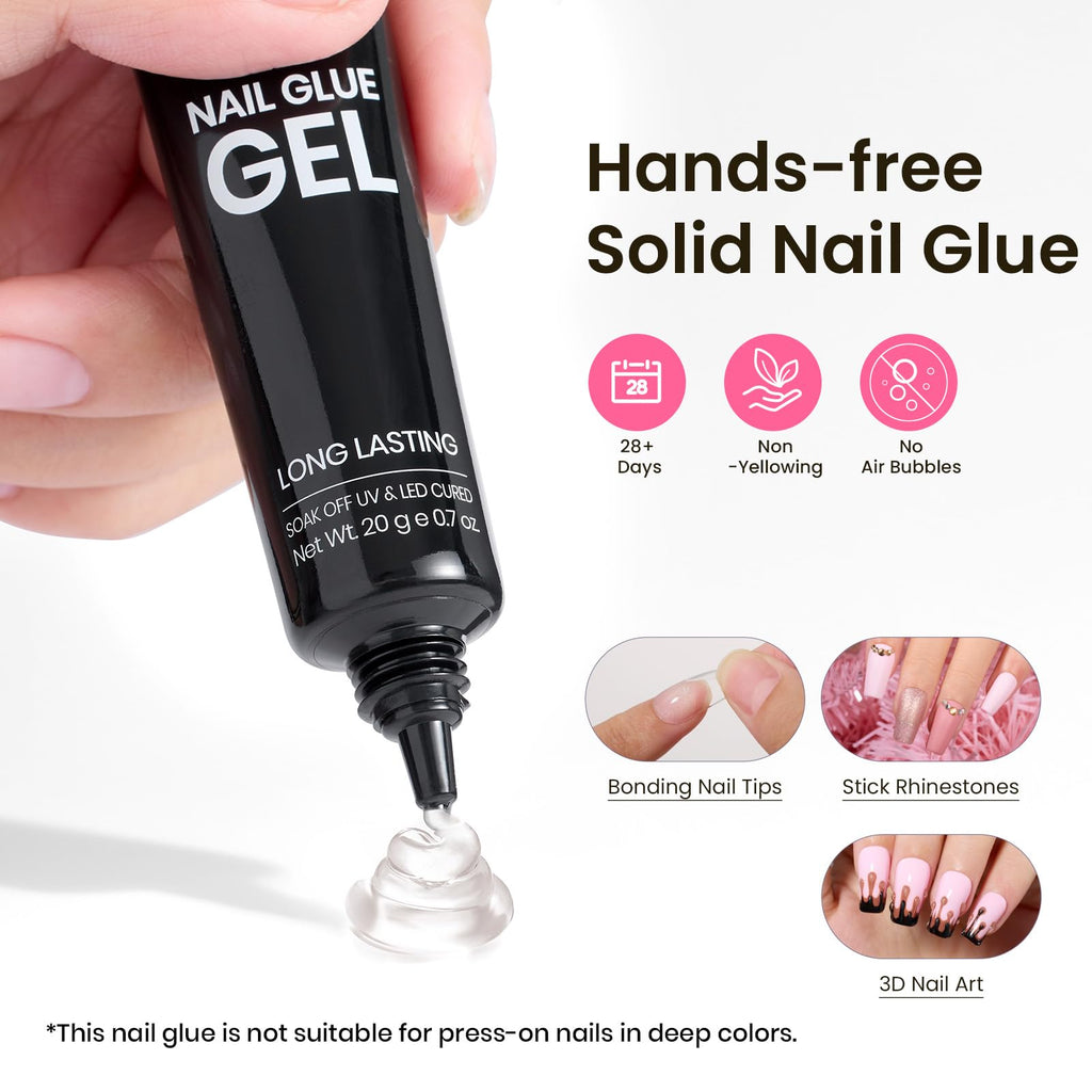 Beetles Tipex Gel Nail Kit Short Coffin – 224 Pcs, 16 Sizes, Glue & Mini UV Lamp