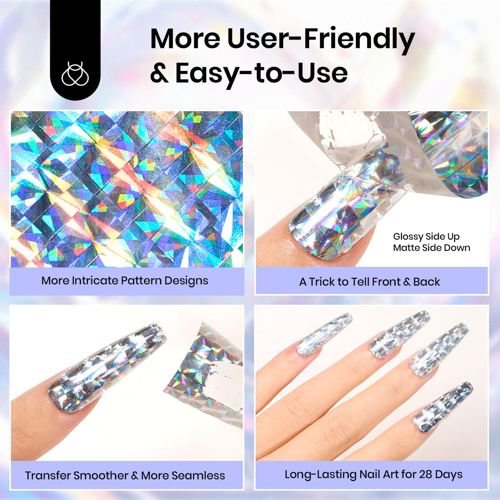 Beetles Nail Foil Art Kit – 20 Foils, 30ml Glue Gel, Metal Holographic & Leopard Stickers