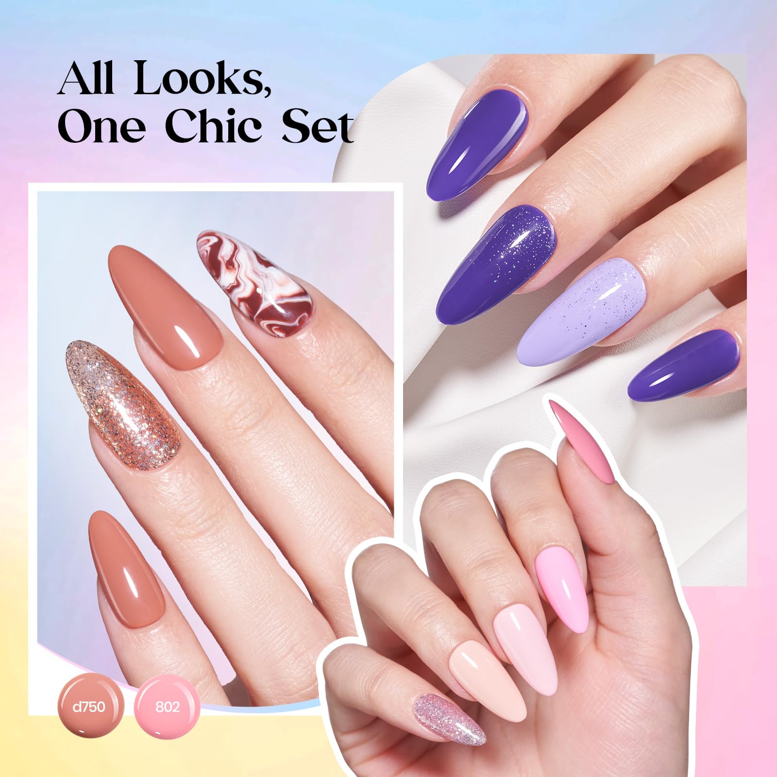 Beetles Gel Polish Shifting Lights – 36-Color UV/LED Set with Base & Top Coats