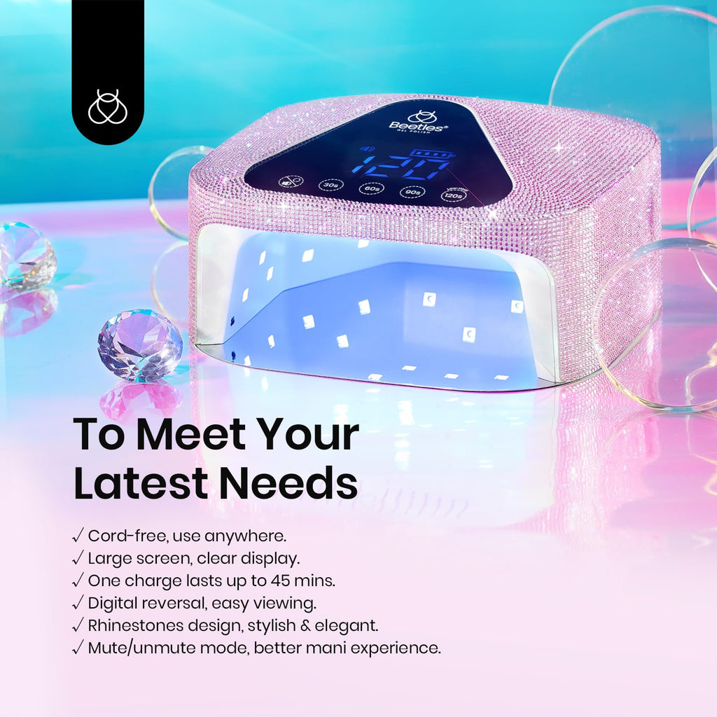 Beetles UV Nail Lamp Cordless – 4-Mode Flash Cure, Low-Heat Gel Nail Dryer