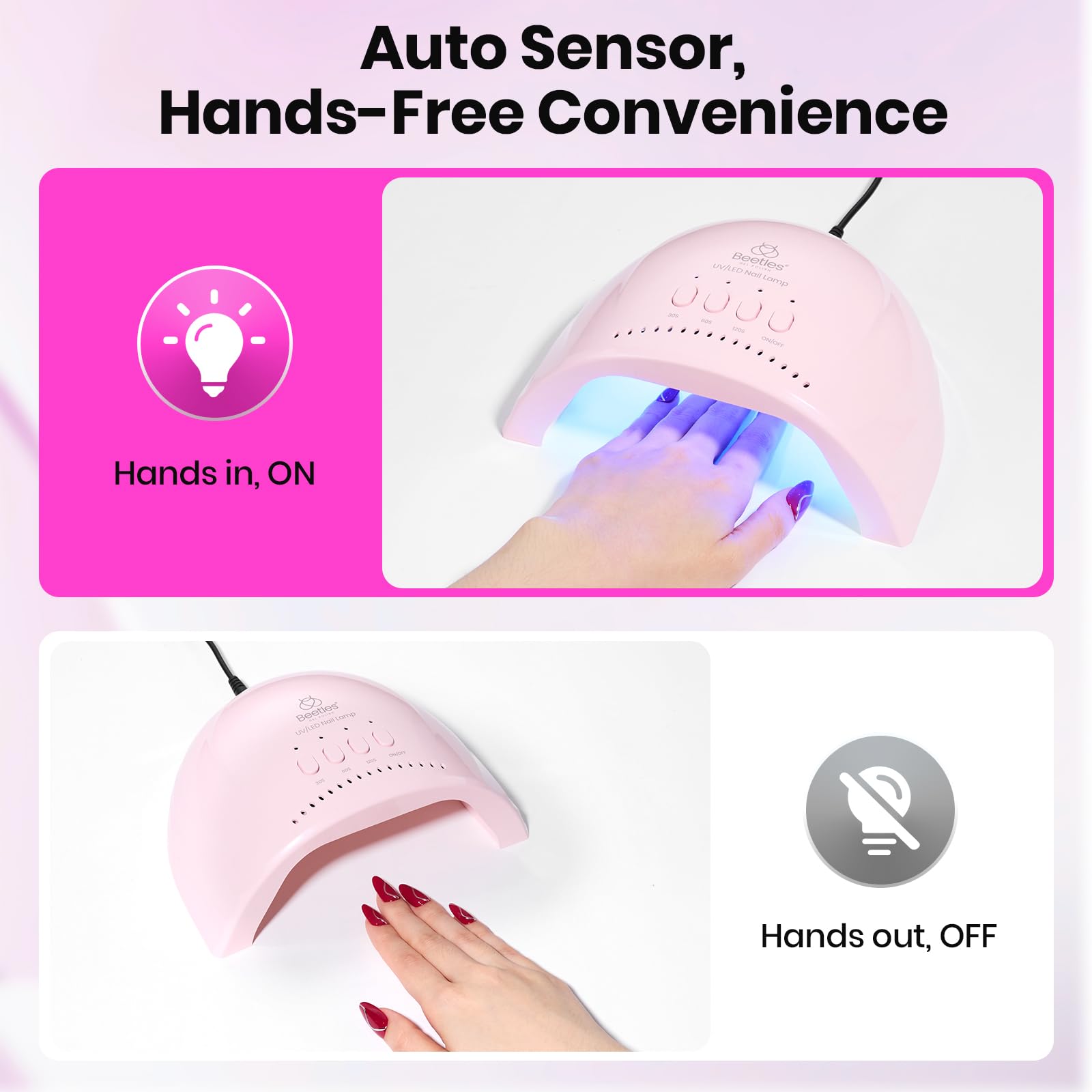 Beetles UV Nail Lamp | LED Nail Dryer with 3 Timers 30/60/120s | Smart Sensor