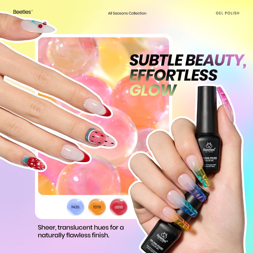 Beetles Spring Gel Nail Polish Set – 53 Pcs, 48 Colors, Base & Top Coats, Nail Magnetic