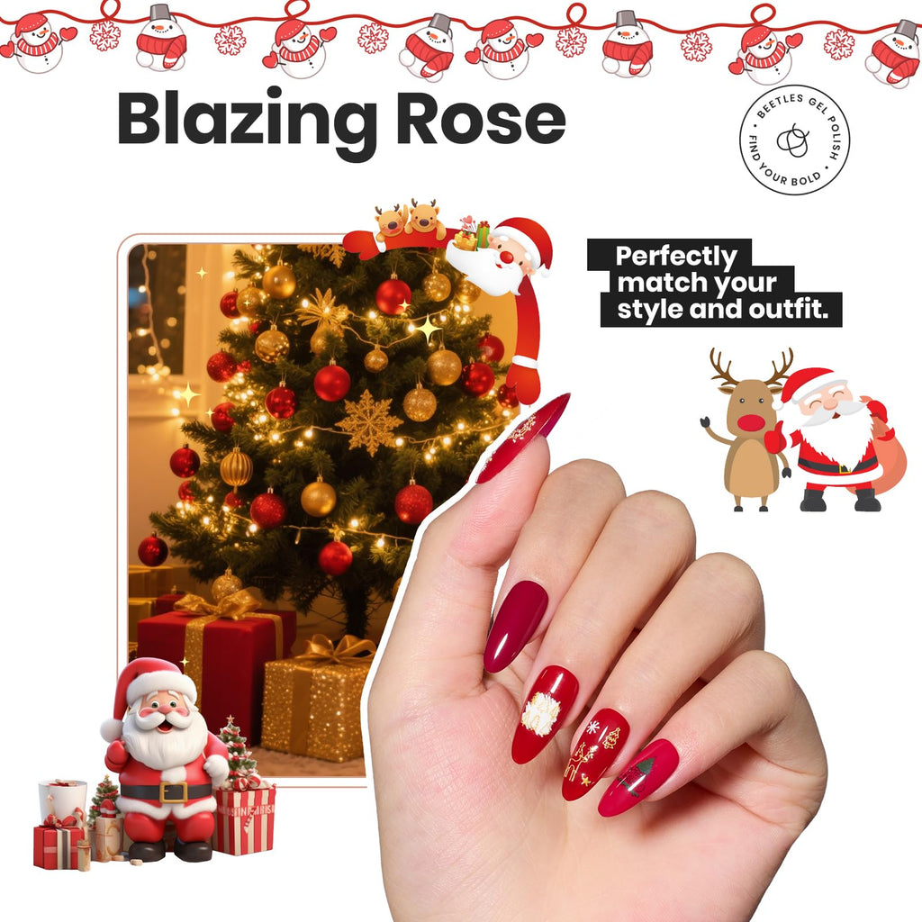 Beetles Red Nail Polish Set Blazing Rose – 6-Color Quick-Dry Glossy Nails