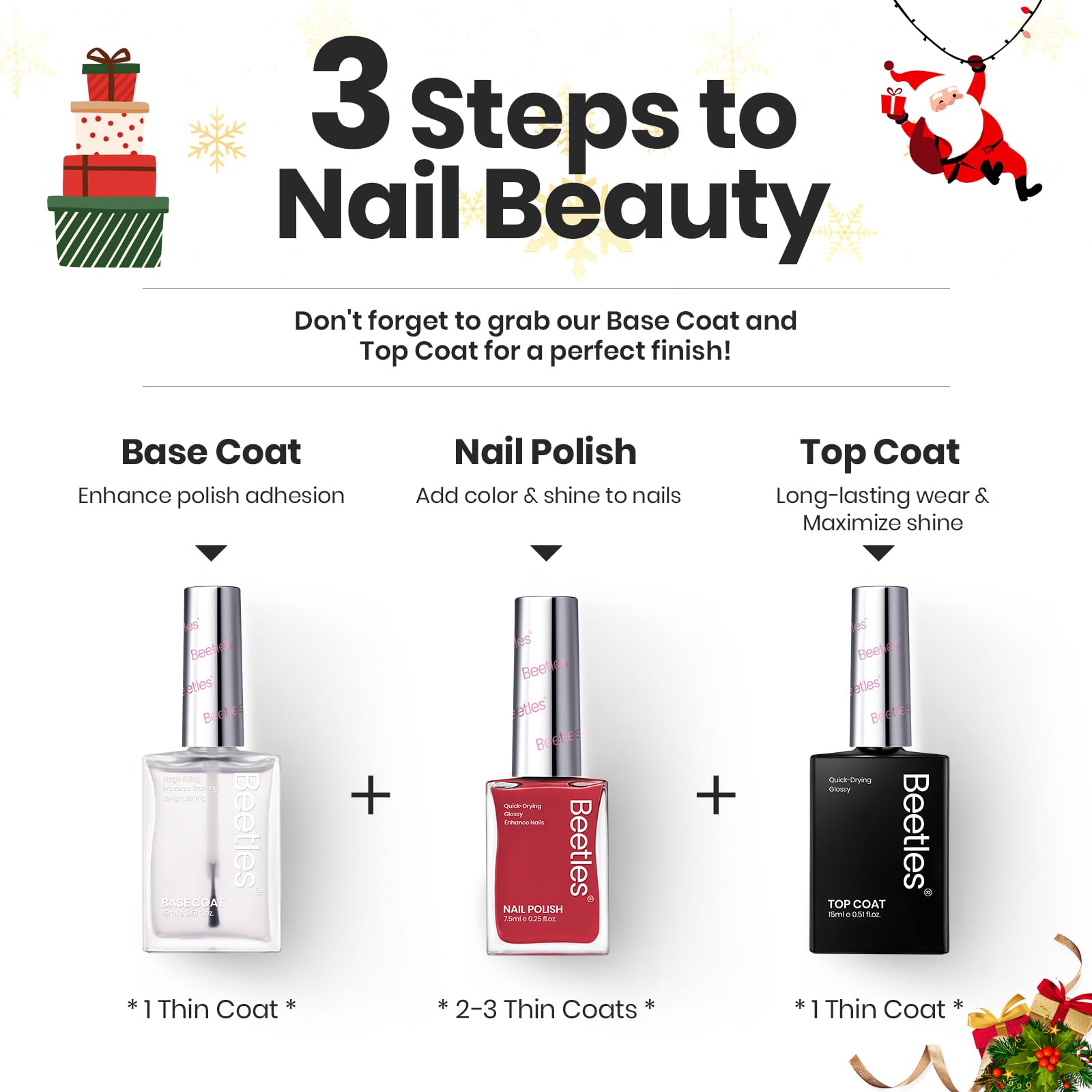 Beetles Red Nail Polish Set Blazing Rose – 6-Color Quick-Dry Glossy Nails