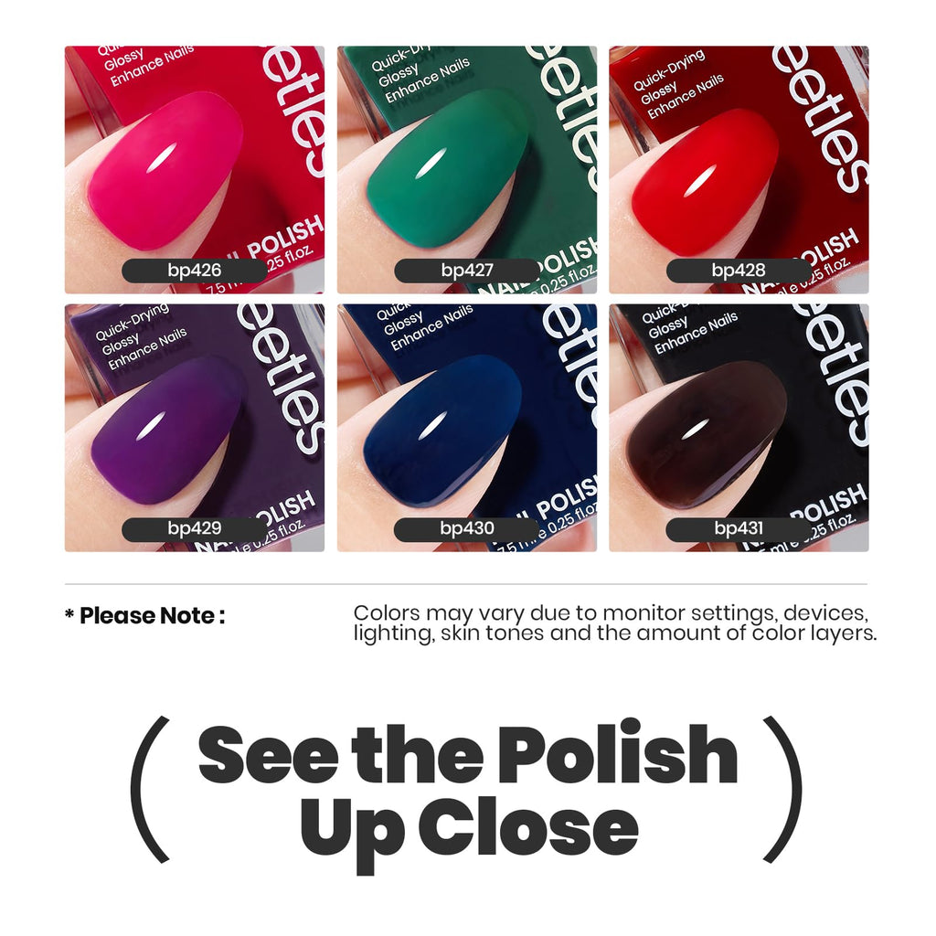 Beetles Gel Nail Polish Set – 6 Quick-Dry Jelly Colors for Winter and Fall