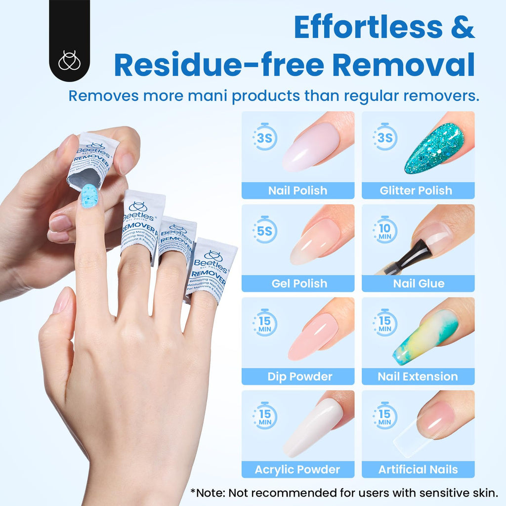 Beetles Nail Polish Remover Pads – 150 Pcs, Milk Fragrance, Portable Pro Remover Pads