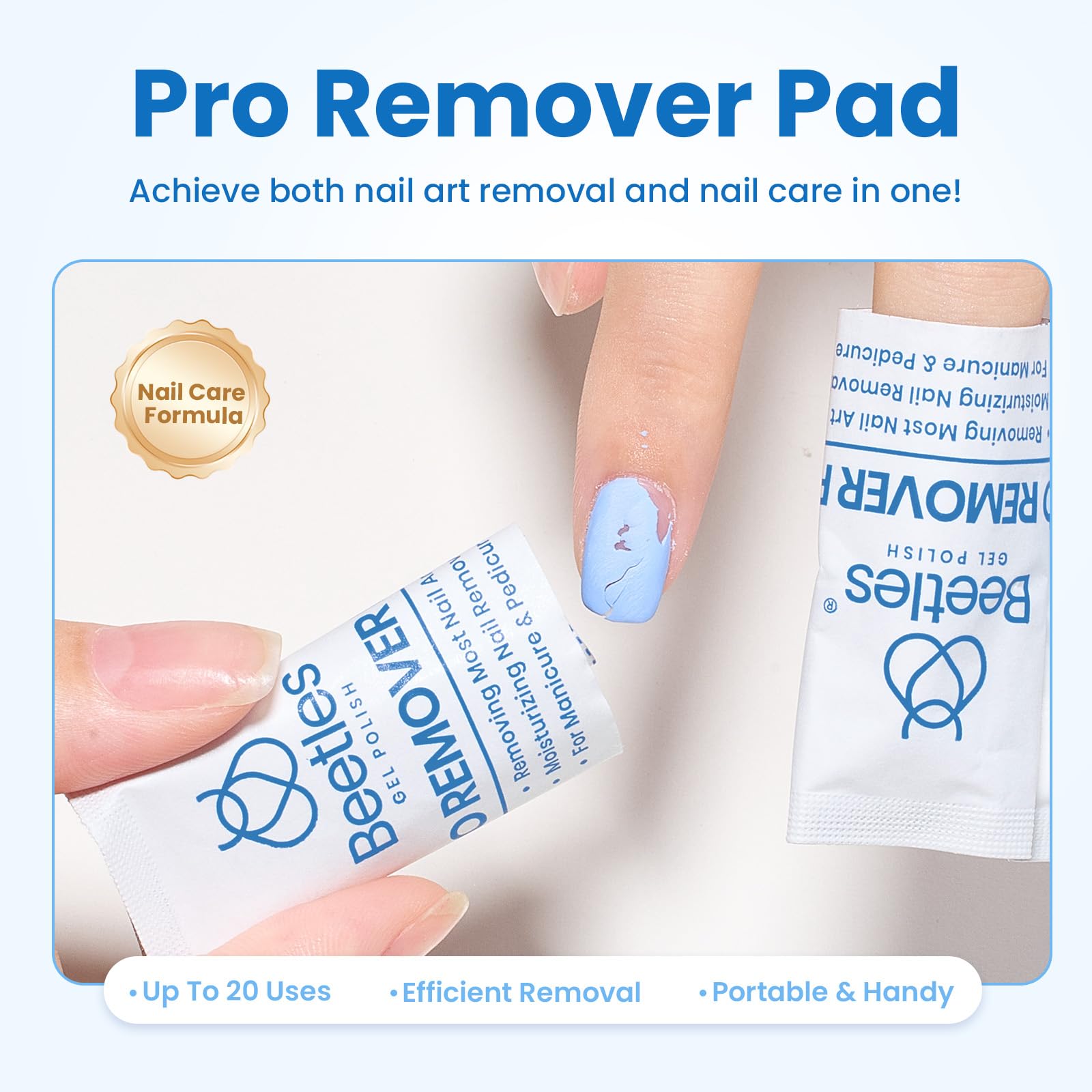 Beetles Nail Polish Remover Pads – 150 Pcs, Milk Fragrance, Portable Pro Remover Pads
