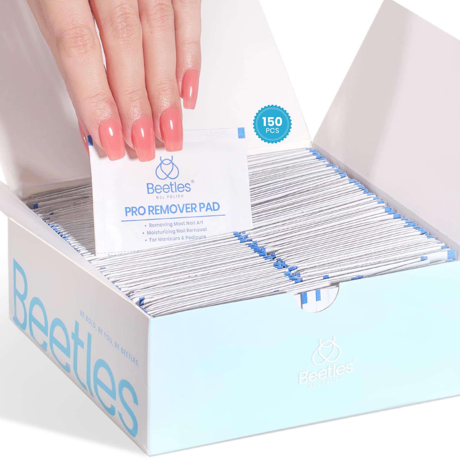 Beetles Nail Polish Remover Pads – 150 Pcs, Milk Fragrance, Portable Pro Remover Pads