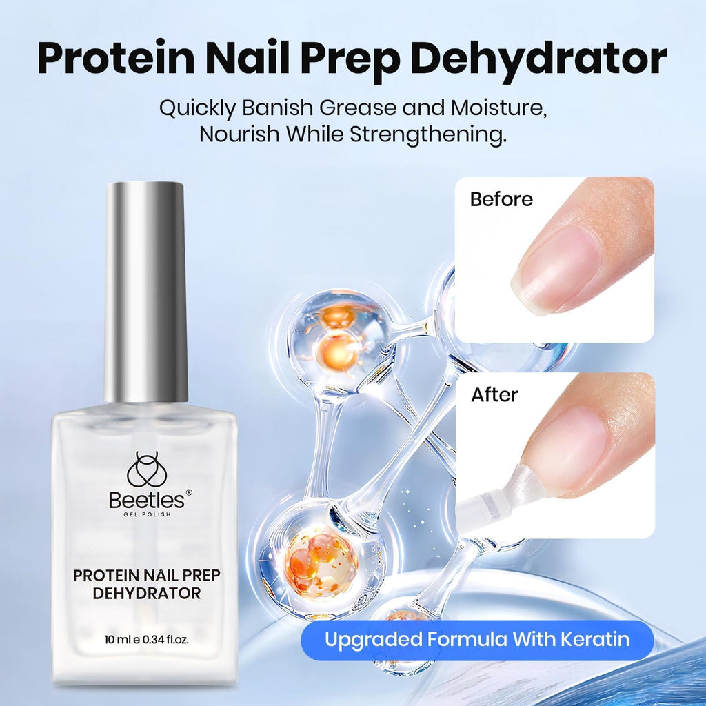 Beetles Gel Nail Prep Kit - 3Pcs Dehydrator & Primer, HEMA-Free & Acid-Free, Long-Lasting Adhesion