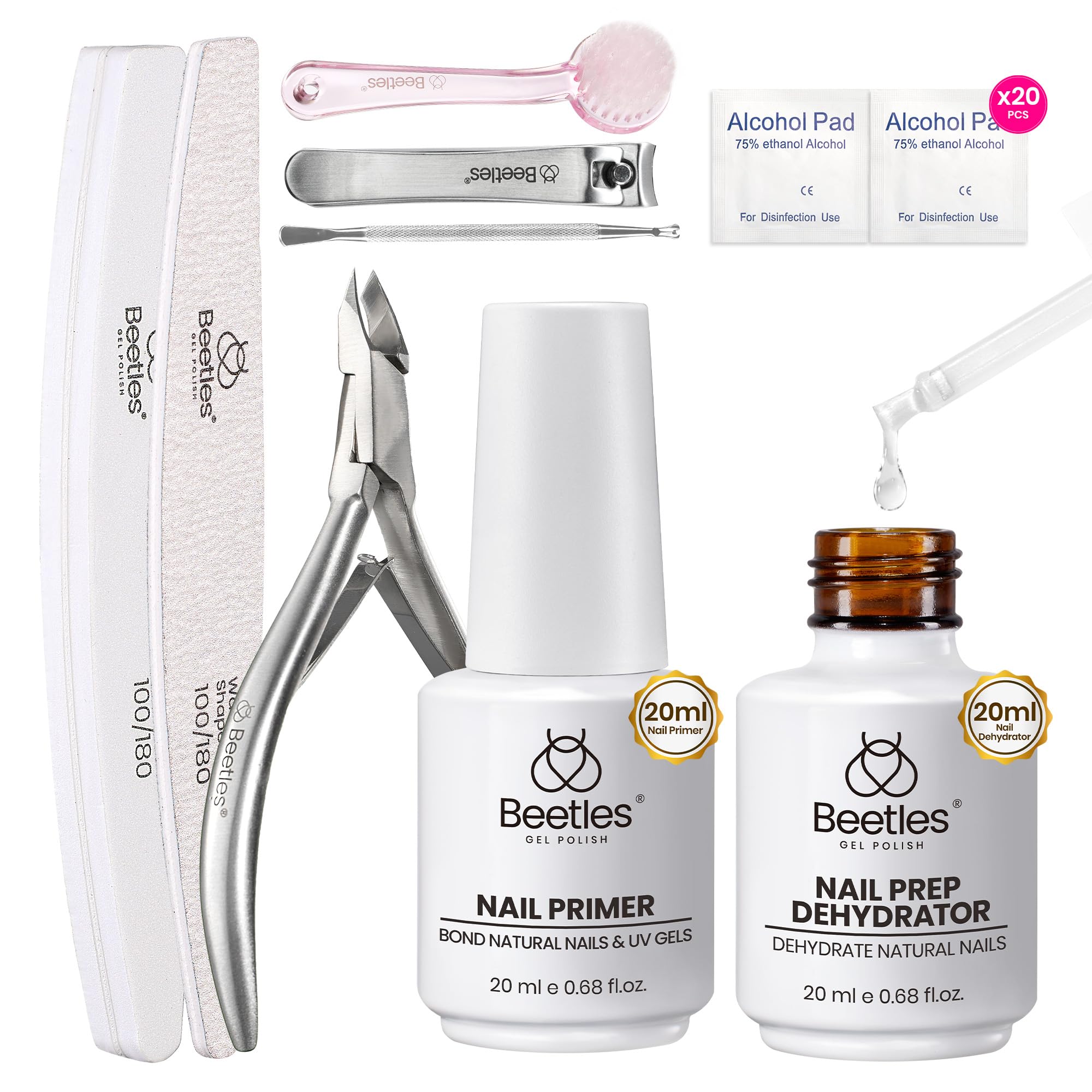 Beetles Nail Prep Kit: Dehydrator & Primer (20ml) – Hema-Free, Acid-Free