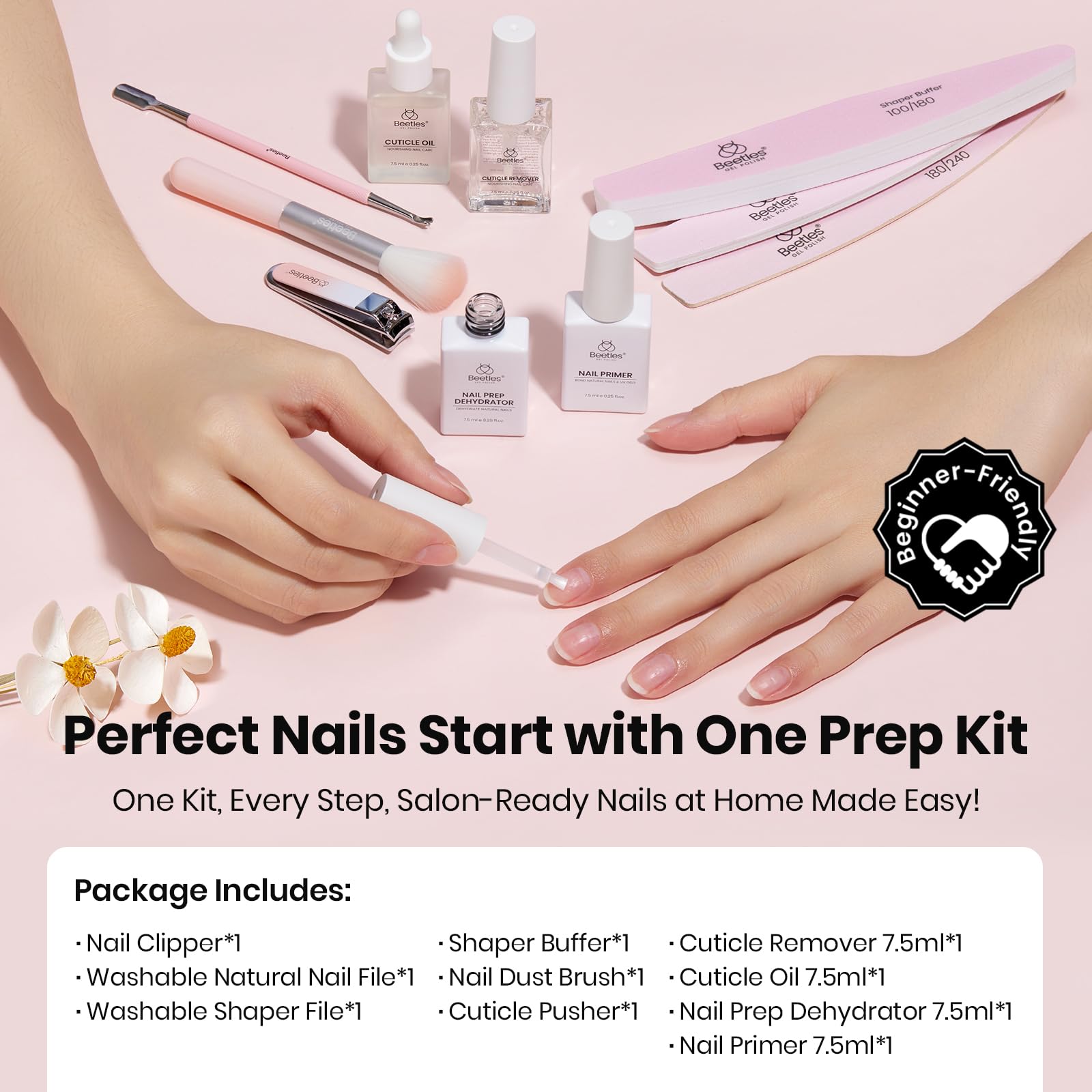Beetles Nail Prep Kit – All-In-One 10-Tool Set with Dehydrator, Primer & Cuticle Care
