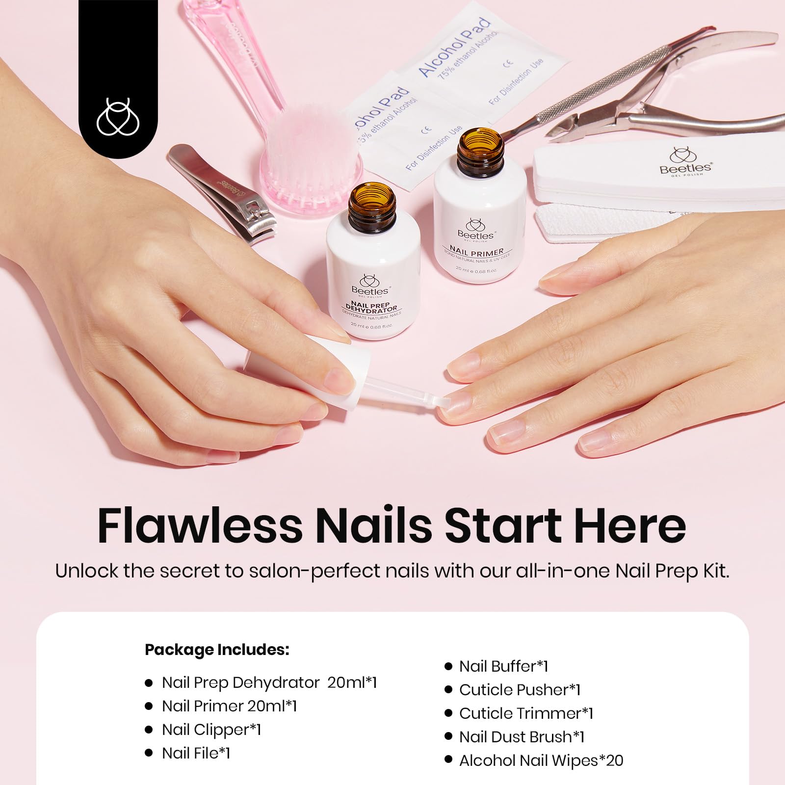 Beetles Nail Prep Kit: Dehydrator & Primer (20ml) – Hema-Free, Acid-Free