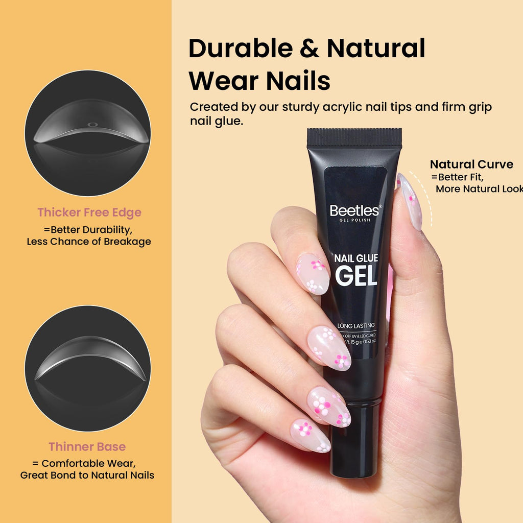 Beetles Gel Nail Kit Short Almond Gift Spree – 576Pcs Tips, Dehydrator & Primer + Mini Lamp