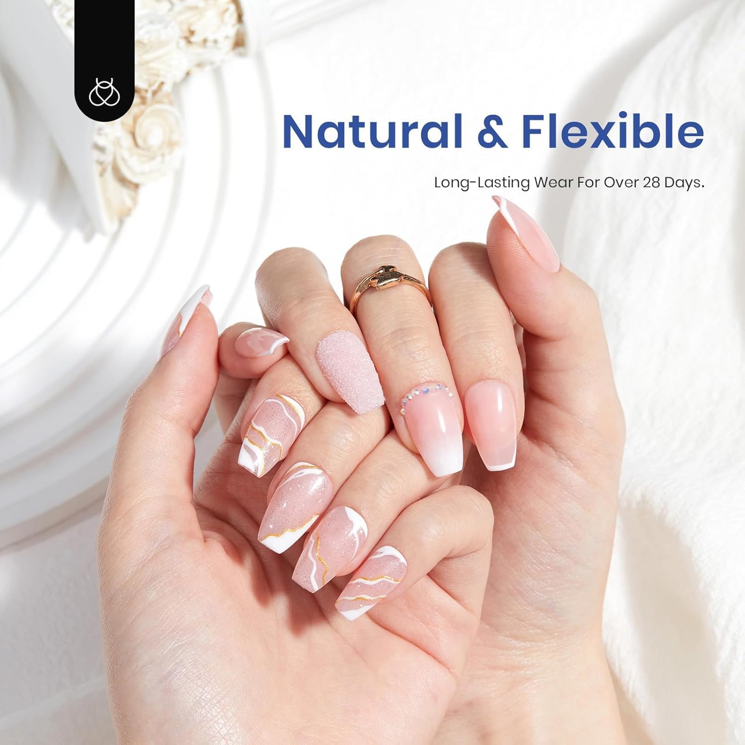 Beetles Gel Nail Kit Coffin 504Pcs – 5-in-1 Base Gel + UV LED Lamp for DIY Nails