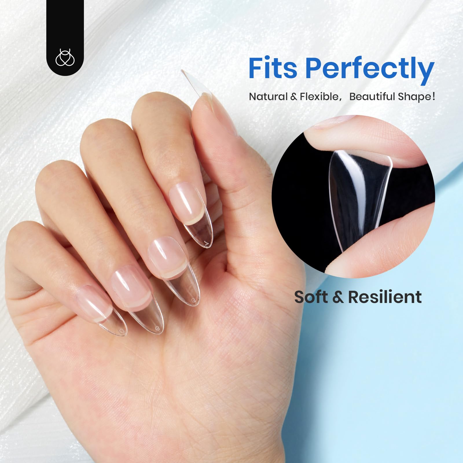 Beetles Gel Nail Tips Almond Medium – 500Pcs Full Cover, Soak-Off Extensions