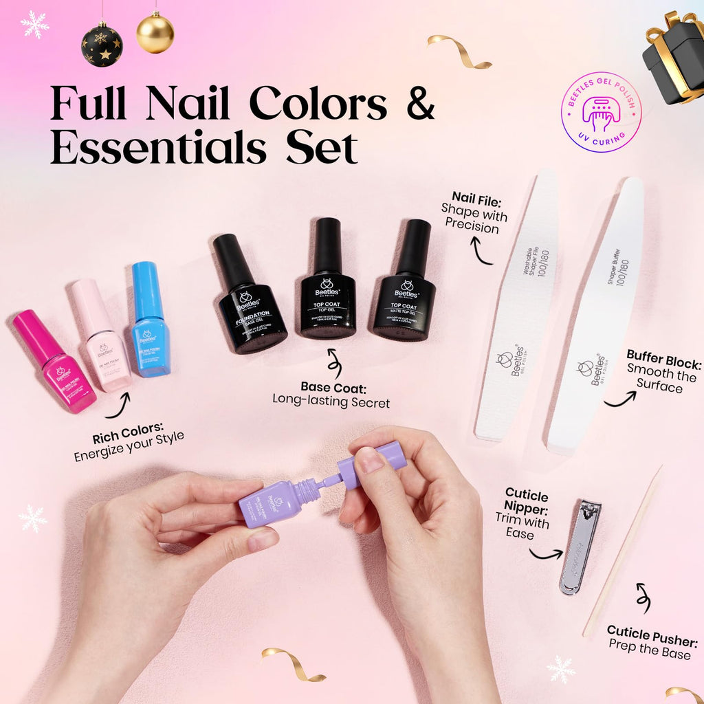 Beetles Gel Nail Polish Set – Seasons Variations (48 Colors) with Base & Top Coat | Home DIY UV/LED Kit