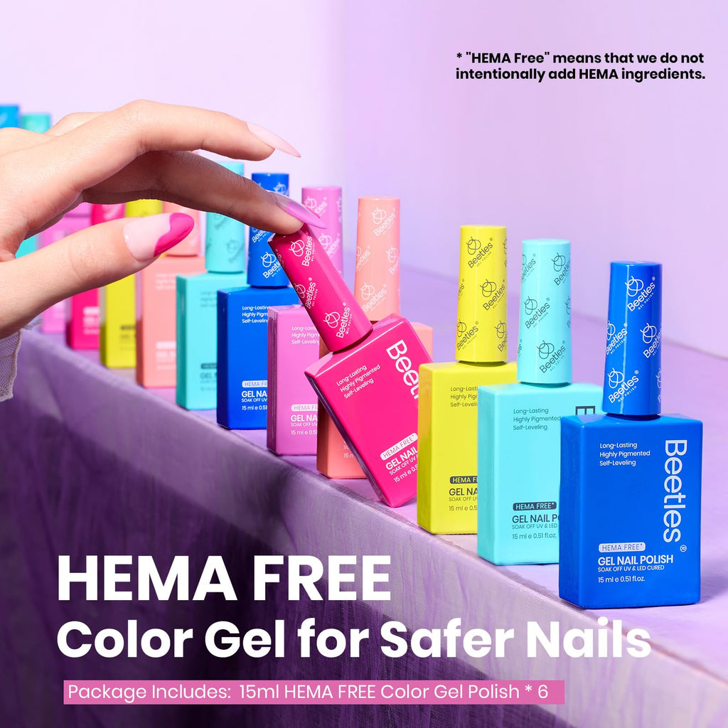 Beetles Gel Polish Neon Bubbles - 6 Colors Hema-Free 15ml Set for DIY Nails