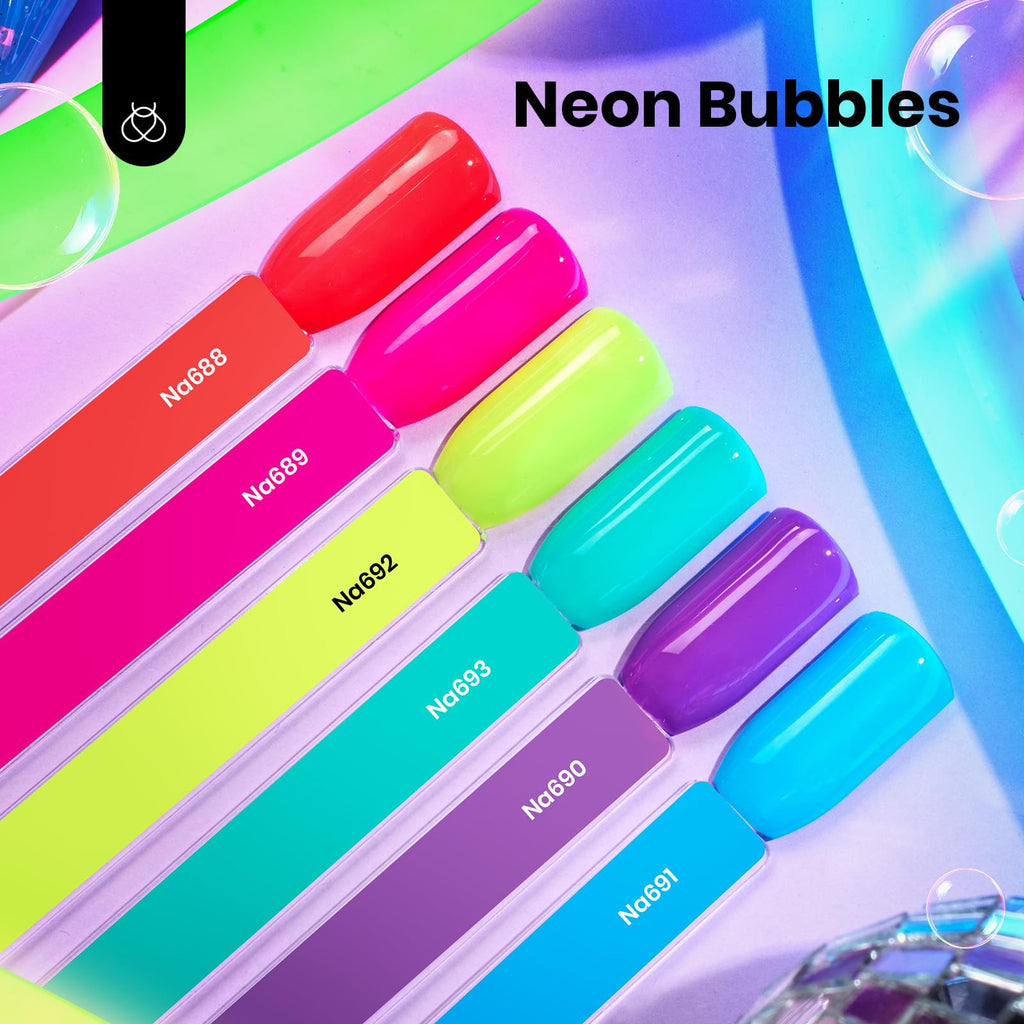 Beetles Gel Polish Neon Bubbles - 6 Colors Hema-Free 15ml Set for DIY Nails