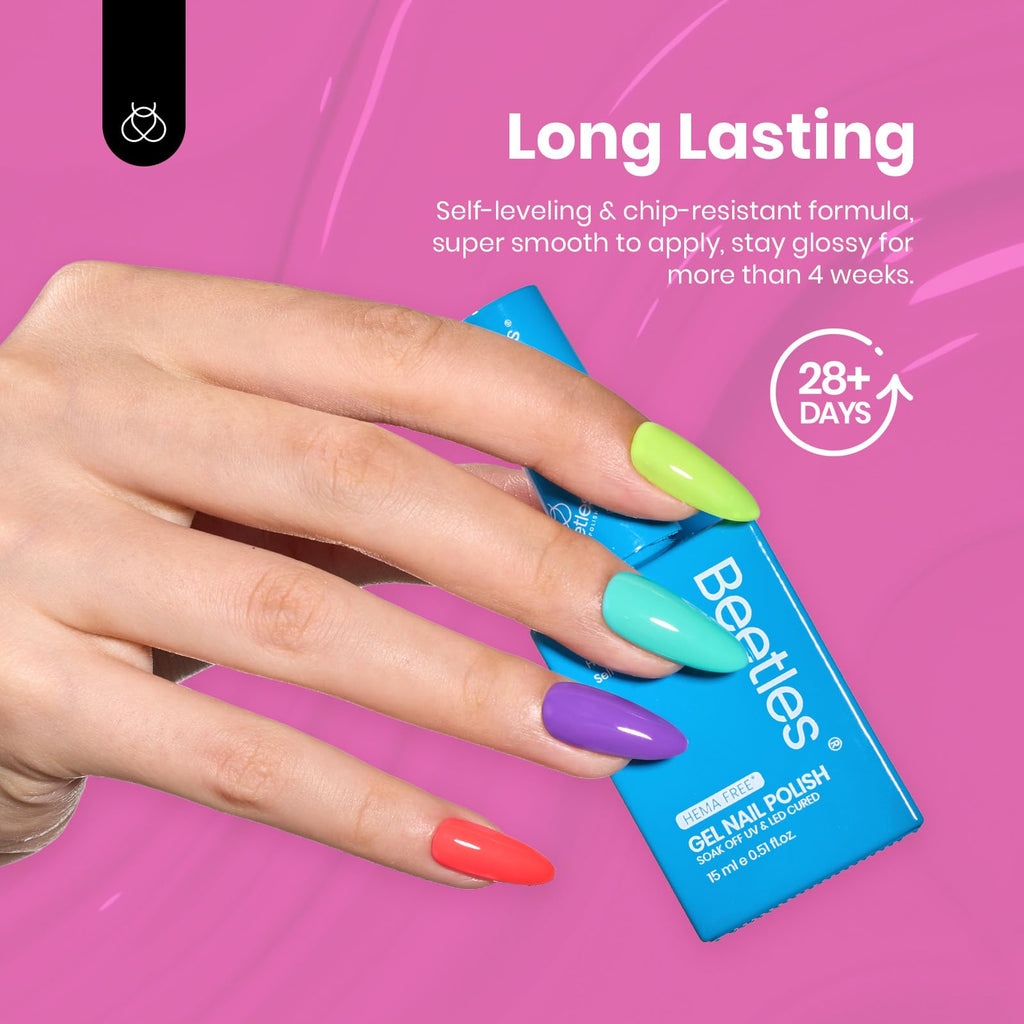 Beetles Gel Polish Neon Bubbles - 6 Colors Hema-Free 15ml Set for DIY Nails