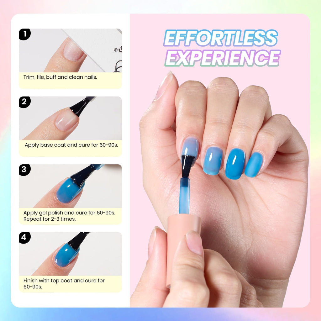 Beetles Neon Gel Nail Polish Set — 6 Jelly Neon Colors (7.5ml) UV Soak-Off