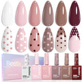 Beetles Neutral Gel Polish Set – 6 HEMA-Free Nude Brown Shades, Same-Color Bottle, Soak-Off UV/LED