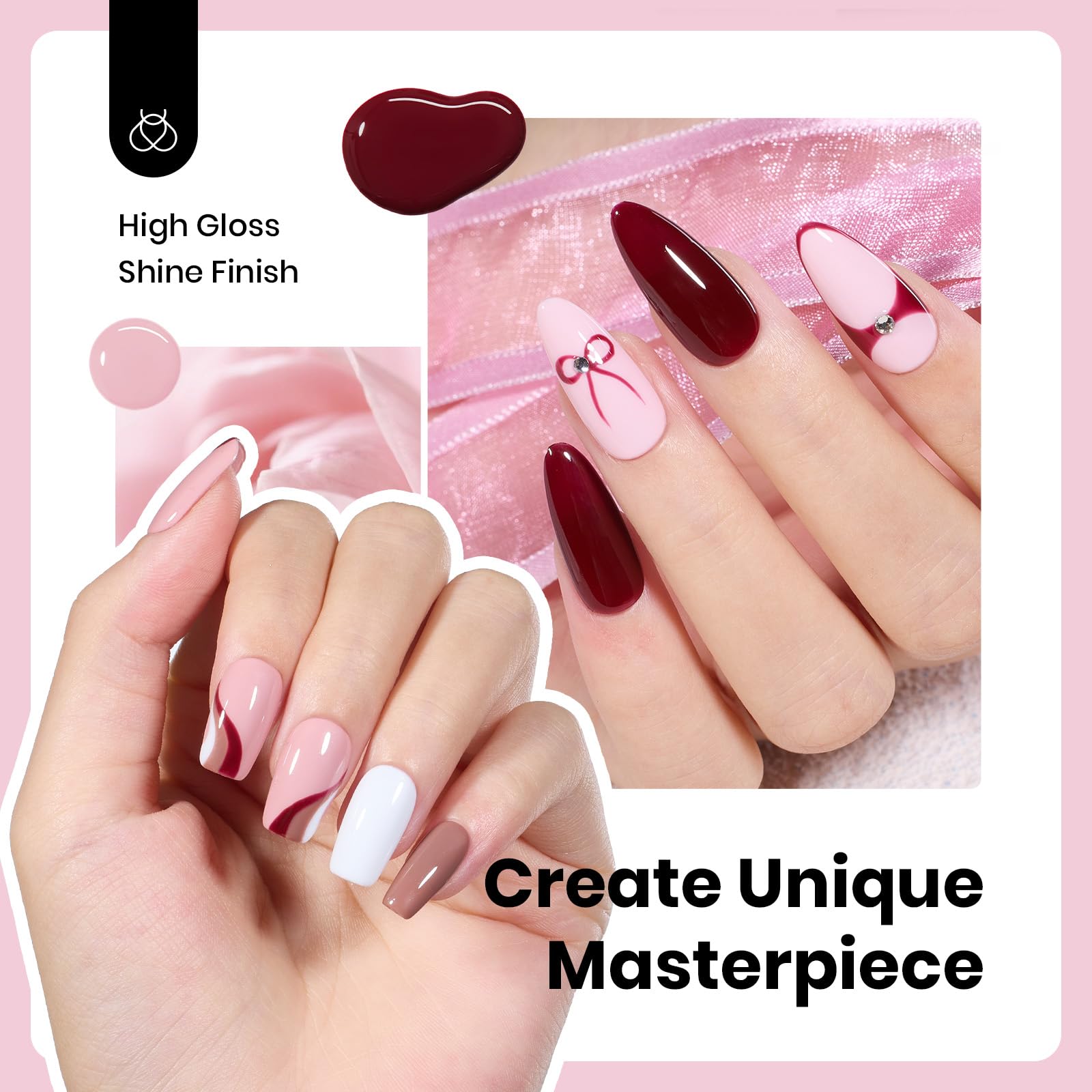 Beetles Neutral Gel Polish Set – 6 HEMA-Free Nude Brown Shades, Same-Color Bottle, Soak-Off UV/LED