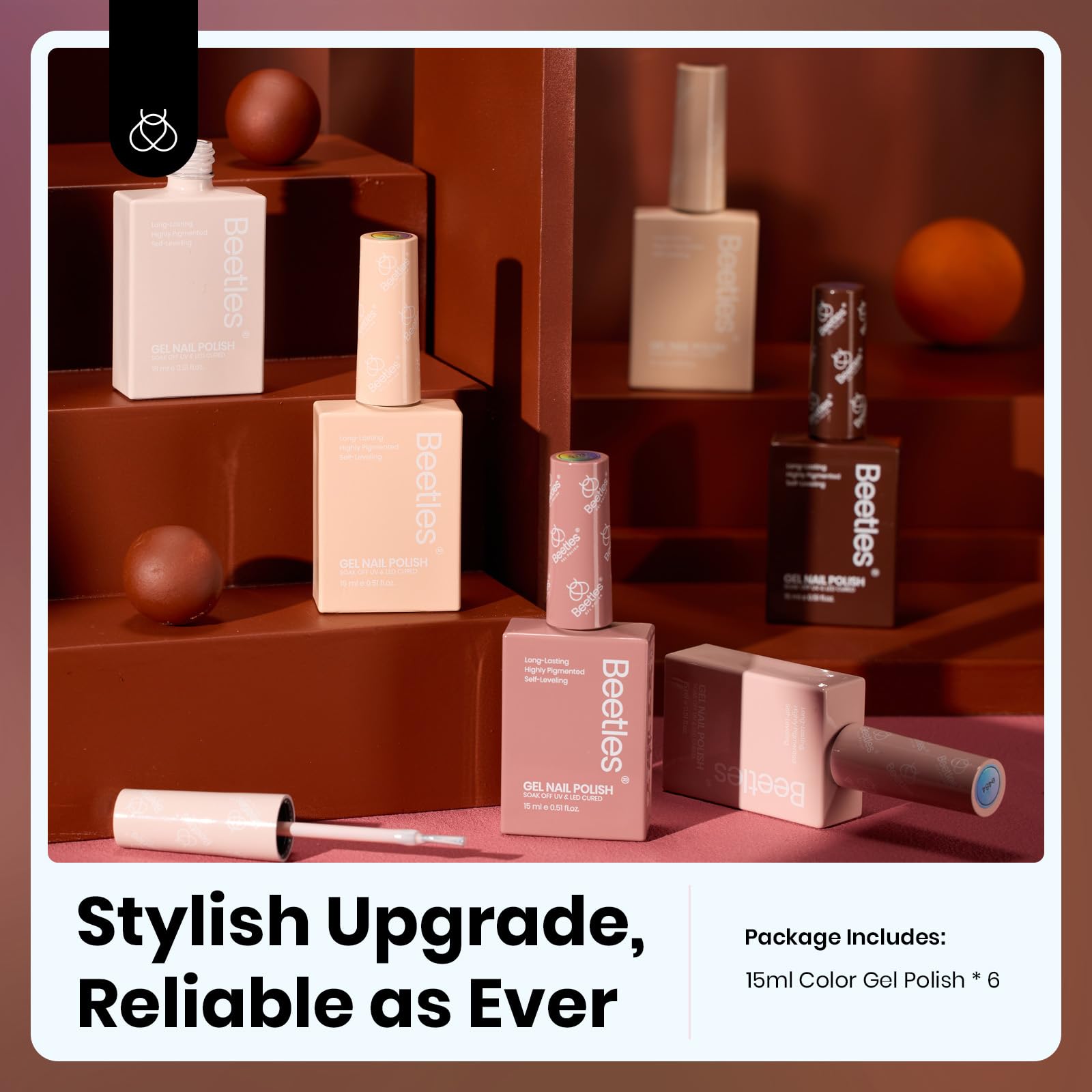 Beetles Neutral Gel Nail Polish Set – 6 Nude Shades for Home Manicures