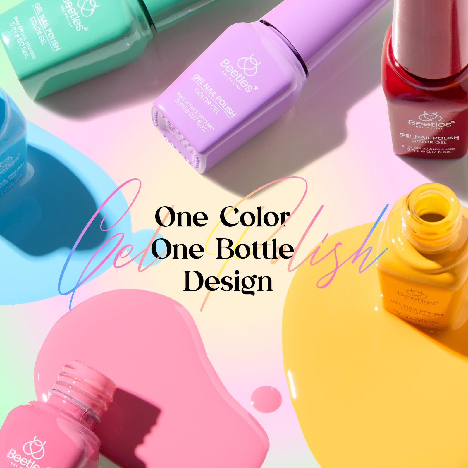 Beetles Gel Nail Polish Kit with UV Light – 68-Piece Mood Mosaic Set, 35 Colors, Base/Top/Matte/Glitter, LED Lamp & Tools