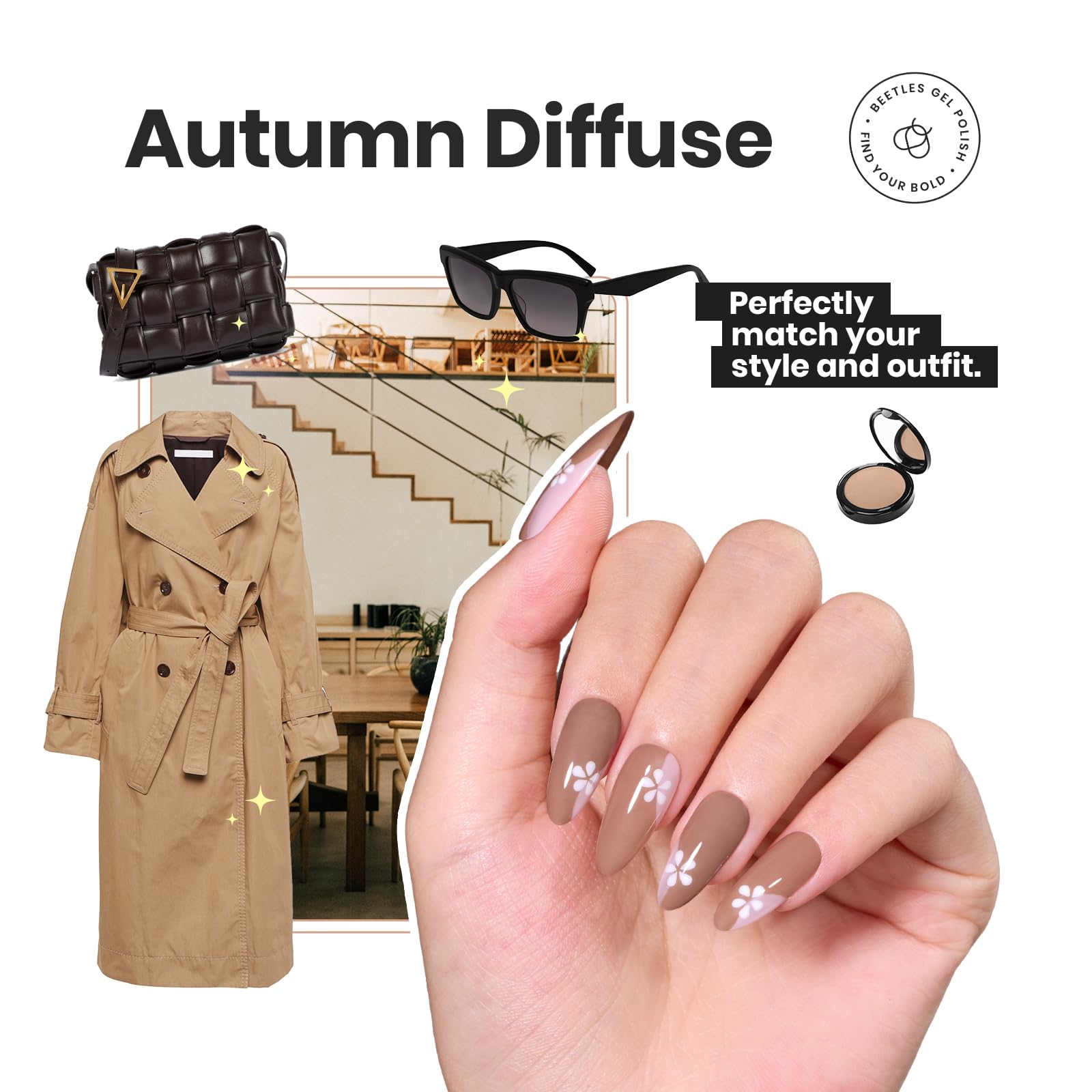 Beetles Fall Nail Polish Set Coconut Mousse – 6 Colors, Quick Dry, Nude Browns
