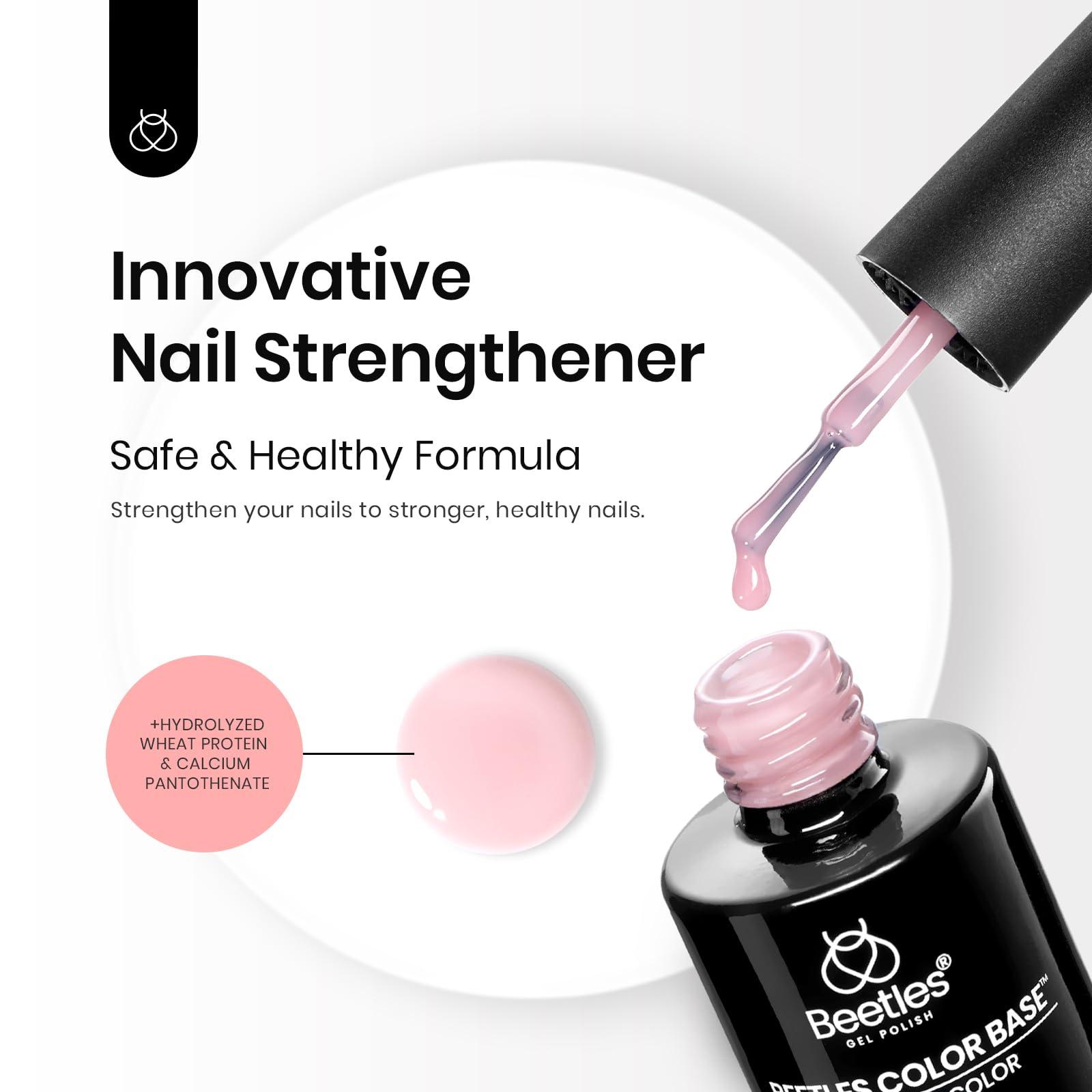 Beetles 12 Color Rubber Base Gel Polish – Nude 5-in-1 Gel Nail Polish (Porcelain Doll Pink) for At-Home Manicures