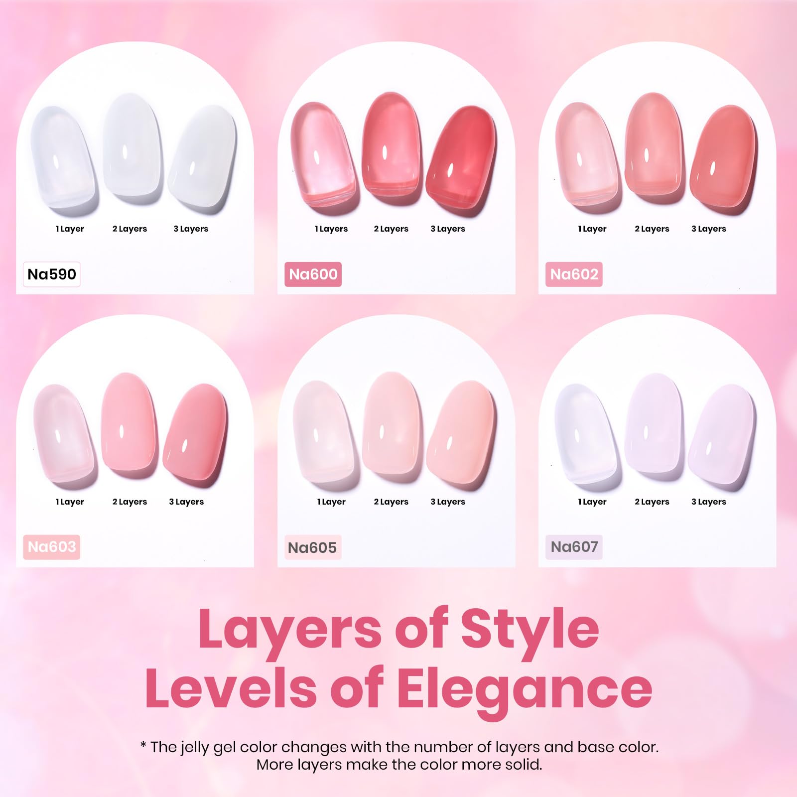 Beetles Nude Gel Nail Polish Set – 6 Hema-Free Jelly Colors, 15ml